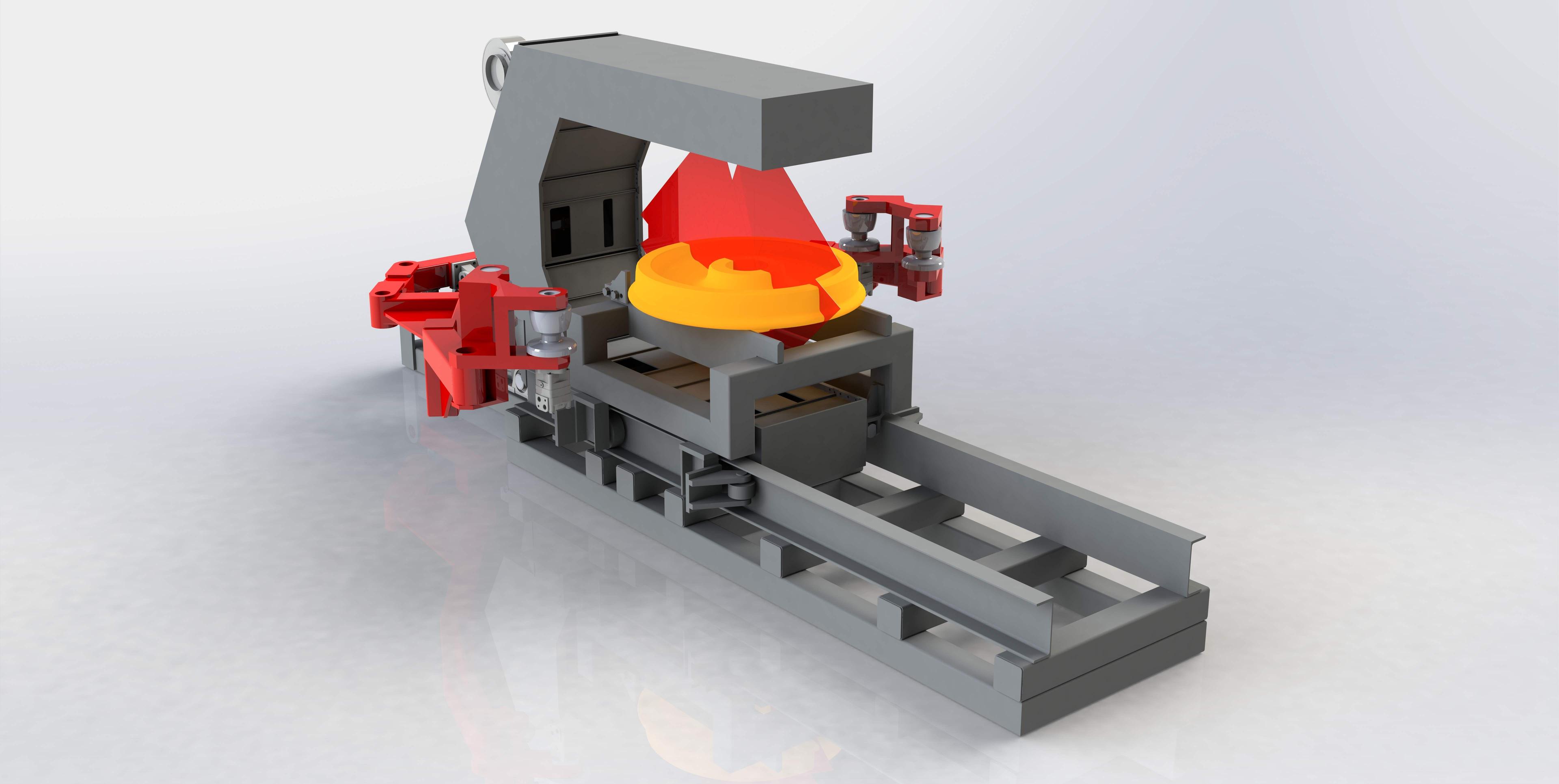 Установка контроля геометрии горячих ЖД колес